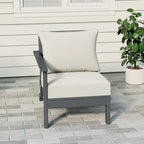 Polytrends Birchwood All Weather HDPE Outdoor Patio Deep Seating Gray Left Arm Facing Chair With Cushions (1-Piece)