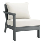 Polytrends Birchwood All Weather HDPE Outdoor Patio Deep Seating Gray Left Arm Facing Chair With Cushions (1-Piece)
