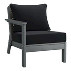 Polytrends Birchwood All Weather HDPE Outdoor Patio Deep Seating Gray Left Arm Facing Chair With Cushions (1-Piece)