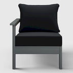 Polytrends Birchwood All Weather HDPE Outdoor Patio Deep Seating Gray Left Arm Facing Chair With Cushions (1-Piece)