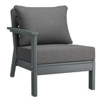 Polytrends Birchwood All Weather HDPE Outdoor Patio Deep Seating Gray Left Arm Facing Chair With Cushions (1-Piece)