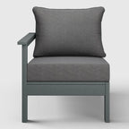 Polytrends Birchwood All Weather HDPE Outdoor Patio Deep Seating Gray Left Arm Facing Chair With Cushions (1-Piece)