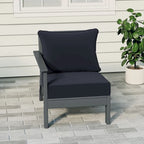 Polytrends Birchwood All Weather HDPE Outdoor Patio Deep Seating Gray Left Arm Facing Chair With Cushions (1-Piece)