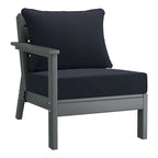 Polytrends Birchwood All Weather HDPE Outdoor Patio Deep Seating Gray Left Arm Facing Chair With Cushions (1-Piece)
