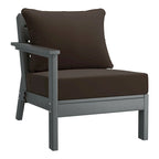 Polytrends Birchwood All Weather HDPE Outdoor Patio Deep Seating Gray Left Arm Facing Chair With Cushions (1-Piece)