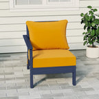 Polytrends Birchwood All Weather HDPE Outdoor Patio Deep Seating Navy Blue Left Arm Facing Chair With Cushions (1-Piece)