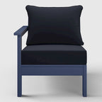 Polytrends Birchwood All Weather HDPE Outdoor Patio Deep Seating Navy Blue Left Arm Facing Chair With Cushions (1-Piece)