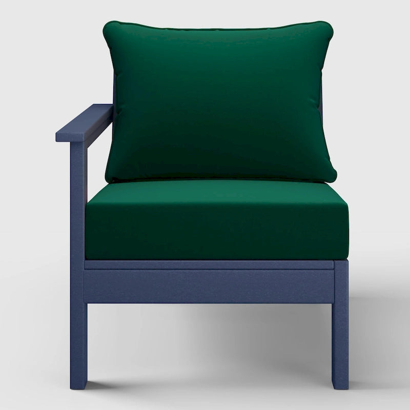 Polytrends Birchwood All Weather HDPE Outdoor Patio Deep Seating Navy Blue Left Arm Facing Chair With Cushions (1-Piece)