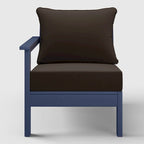 Polytrends Birchwood All Weather HDPE Outdoor Patio Deep Seating Navy Blue Left Arm Facing Chair With Cushions (1-Piece)