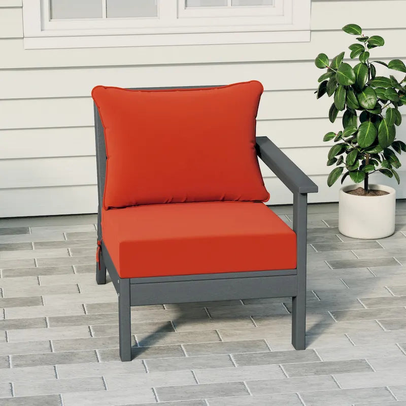 Polytrends Birchwood All Weather HDPE Outdoor Patio Deep Seating Gray Right Arm Facing Chair With Cushions (1-Piece)
