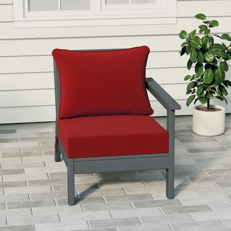 Polytrends Birchwood All Weather HDPE Outdoor Patio Deep Seating Gray Right Arm Facing Chair With Cushions (1-Piece)
