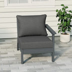 Polytrends Birchwood All Weather HDPE Outdoor Patio Deep Seating Gray Right Arm Facing Chair With Cushions (1-Piece)