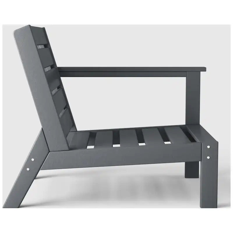 Polytrends Birchwood All Weather HDPE Outdoor Patio Deep Seating Gray Right Arm Facing Chair With Cushions (1-Piece)