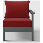 Polytrends Birchwood All Weather HDPE Outdoor Patio Deep Seating Gray Right Arm Facing Chair With Cushions (1-Piece)