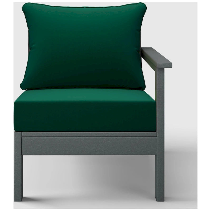 Polytrends Birchwood All Weather HDPE Outdoor Patio Deep Seating Gray Right Arm Facing Chair With Cushions (1-Piece)