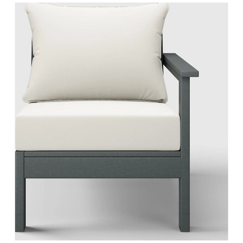 Polytrends Birchwood All Weather HDPE Outdoor Patio Deep Seating Gray Right Arm Facing Chair With Cushions (1-Piece)