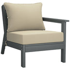 Polytrends Birchwood All Weather HDPE Outdoor Patio Deep Seating Gray Right Arm Facing Chair With Cushions (1-Piece)