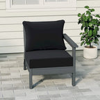 Polytrends Birchwood All Weather HDPE Outdoor Patio Deep Seating Gray Right Arm Facing Chair With Cushions (1-Piece)