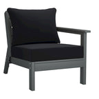 Polytrends Birchwood All Weather HDPE Outdoor Patio Deep Seating Gray Right Arm Facing Chair With Cushions (1-Piece)