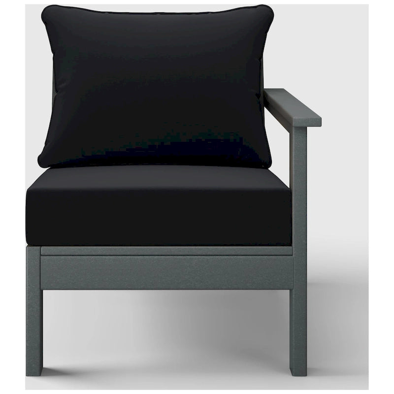 Polytrends Birchwood All Weather HDPE Outdoor Patio Deep Seating Gray Right Arm Facing Chair With Cushions (1-Piece)