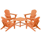 Polytrends Altura Outdoor 5-Piece Adirondack Chair With Square Coffee Table Conversation Set