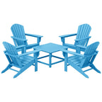 Polytrends Altura Outdoor 5-Piece Adirondack Chair With Square Coffee Table Conversation Set