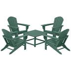 Polytrends Altura Outdoor 5-Piece Adirondack Chair With Square Coffee Table Conversation Set