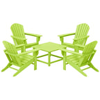 Polytrends Altura Outdoor 5-Piece Adirondack Chair With Square Coffee Table Conversation Set