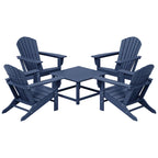 Polytrends Altura Outdoor 5-Piece Adirondack Chair With Square Coffee Table Conversation Set
