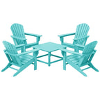 Polytrends Altura Outdoor 5-Piece Adirondack Chair With Square Coffee Table Conversation Set