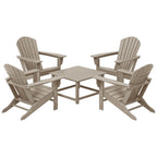 Polytrends Altura Outdoor 5-Piece Adirondack Chair With Square Coffee Table Conversation Set