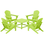 Polytrends Altura Outdoor 5-Piece Adirondack Chair With Square Coffee Table Conversation Set