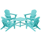 Polytrends Altura Outdoor 5-Piece Adirondack Chair With Square Coffee Table Conversation Set