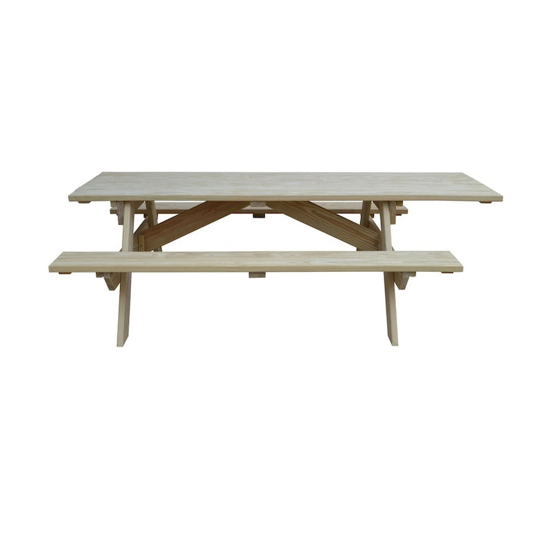 HomeRoots 94 Natural Solid Wood Outdoor Picnic Table