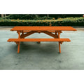 HomeRoots 94 Redwood Solid Wood Outdoor Picnic Table with Umbrella Hole