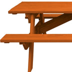 HomeRoots 94 Redwood Solid Wood Outdoor Picnic Table with Umbrella Hole