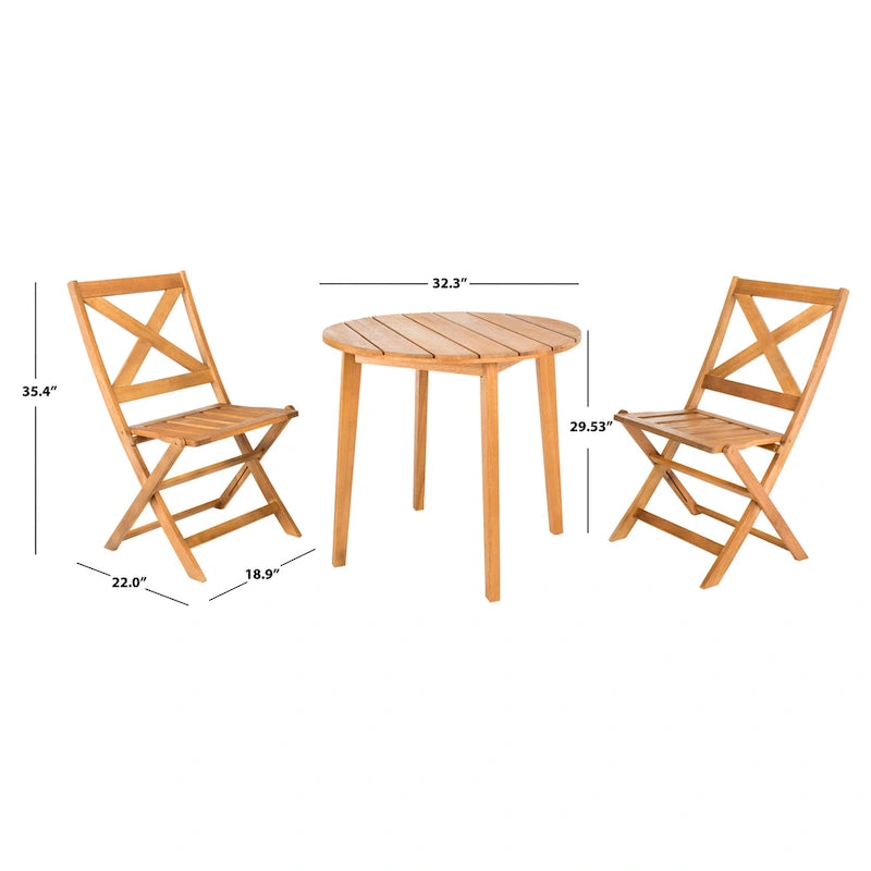 SAFAVIEH Outdoor Living Bruna 3-Piece Bistro Set - 32W x 32D x 30H