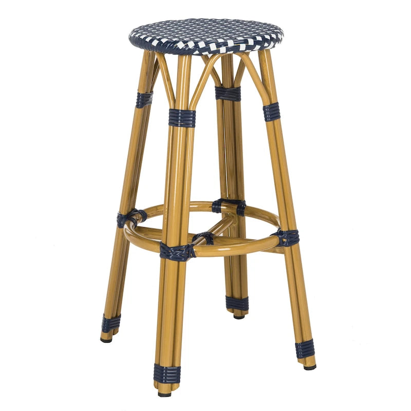 SAFAVIEH Kelsey Indoor-Outdoor Grey/ White 30-inch Counter Stool - 15W x 15D x 30H