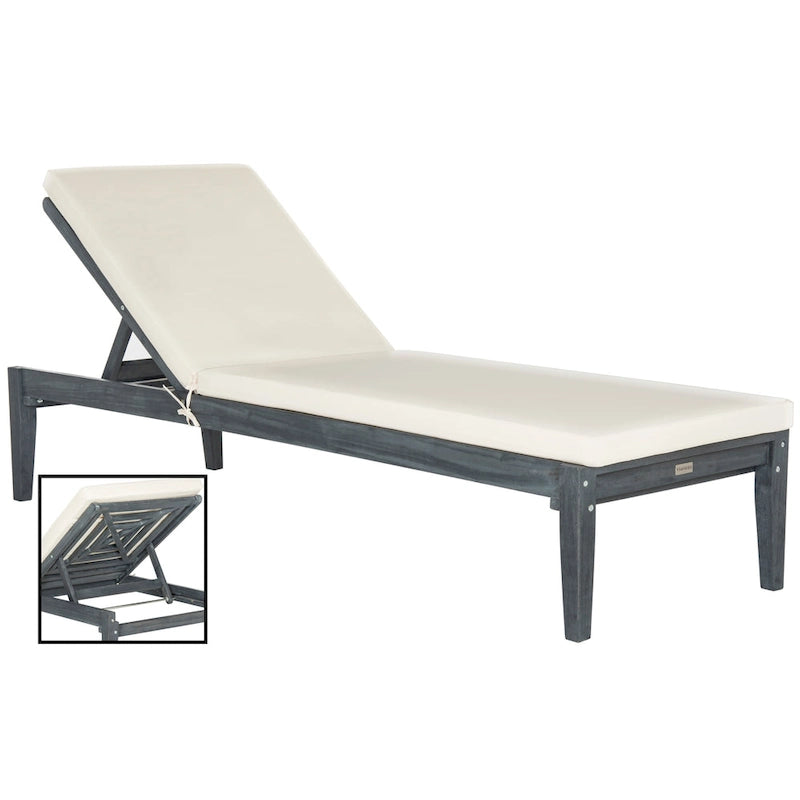 SAFAVIEH Outdoor Living Arcata Ash Grey/ Beige Sunlounger - 24W x 74D x 15H