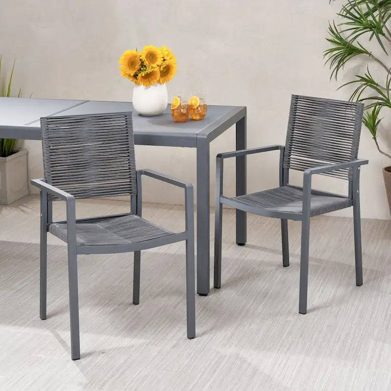 Modern Aluminum Dining Chair (Set of 2)