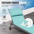 Outdoor Patio Chaise Lounge Set Of 3, Aluminum Pool Lounge Chairs With And Wheels, Textilene Padded Adjustable Recliner