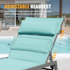 Outdoor Patio Chaise Lounge Set Of 3, Aluminum Pool Lounge Chairs With And Wheels, Textilene Padded Adjustable Recliner