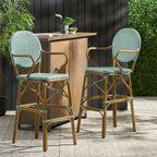 Outdoor Wicker and Aluminum Barstools, Set of 2