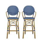 Outdoor Wicker and Aluminum Barstools, Set of 2