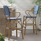 Outdoor Wicker and Aluminum Barstools, Set of 2