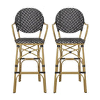 Outdoor Wicker and Aluminum Barstools, Set of 2