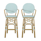 Outdoor Wicker and Aluminum Barstools, Set of 2