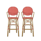 Outdoor Wicker and Aluminum Barstools, Set of 2