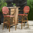 Outdoor Wicker and Aluminum Barstools, Set of 2