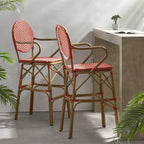 Outdoor Wicker and Aluminum Barstools, Set of 2